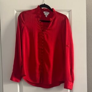 Express Vibrant Red Ruffled Blouse